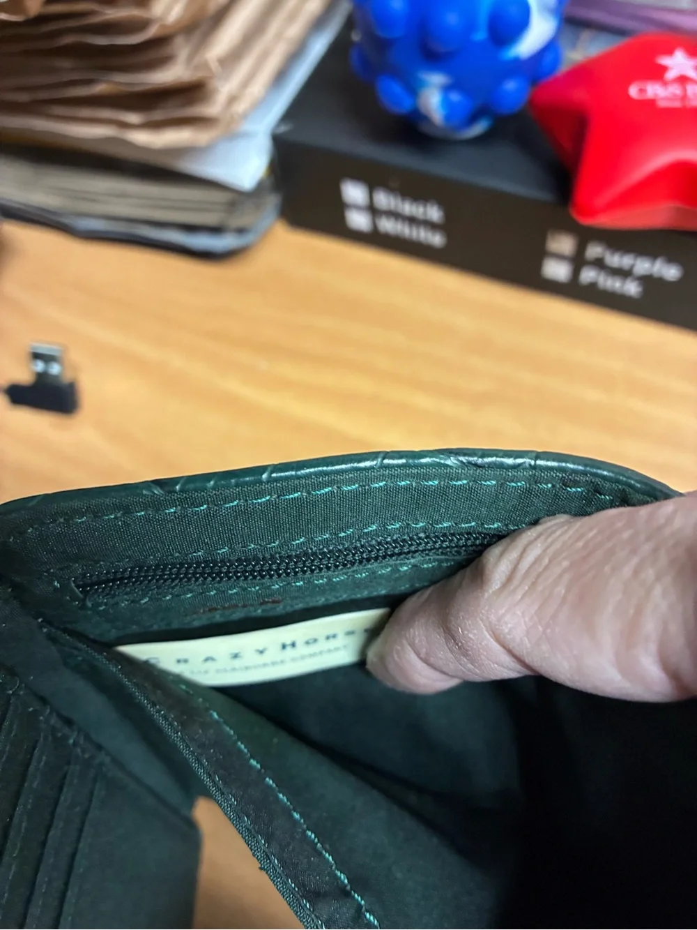Crazy Horse Embossed Green Croc Wallet